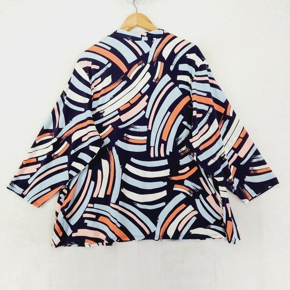 Worthington Multicolor Abstract 3/4 Sleeve Comfort Office Blouse 1136 - Picture 4 of 8